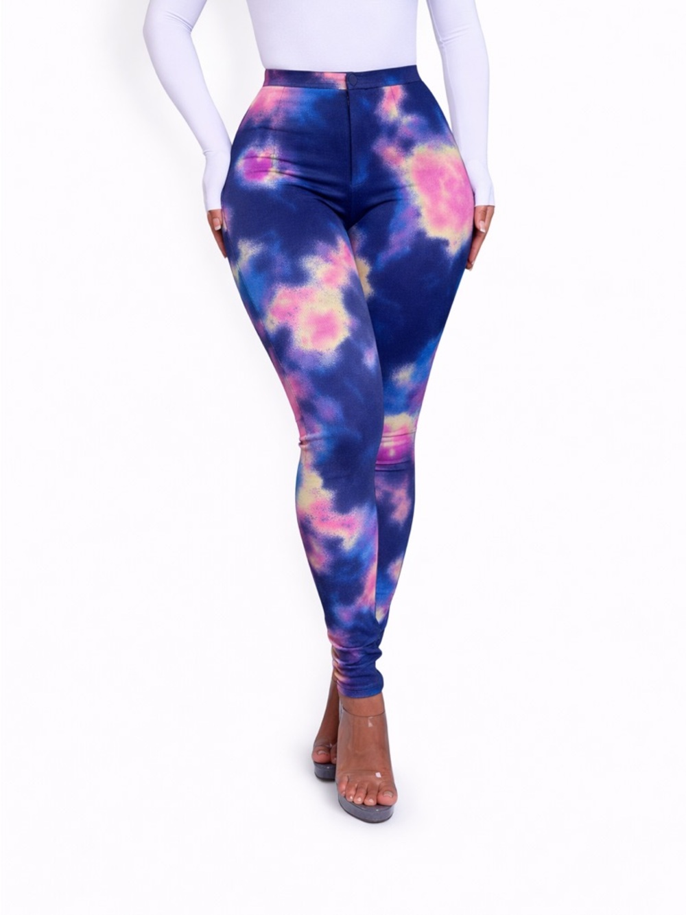 2 for $30 Tie-Dye High-Waist Leggings in Navy, Pink & Yellow